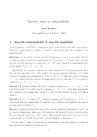 Lecture Notes on Submanifolds