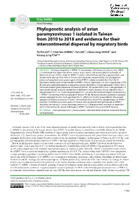 Phylogenetic Analysis of Avian Paramyxoviruses 1 Isolated in Taiwan from 2010 to 2018 and Evidence for Their Intercontinental Dispersal by Migratory Birds