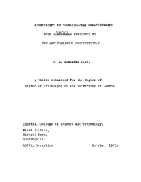 Specificity in Predator—Prey Relationships With