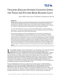 Teaching English-Spanish Cognates Using the Texas 2X2 Picture Book Reading Lists