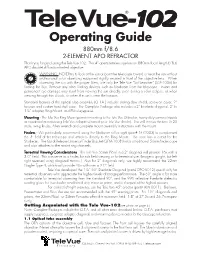 Tele Vue--102 Operating Guide.Pdf