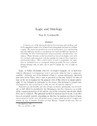 Logic and Ontology