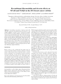Recombinant Fibromodulin and Decorin Effects on NF-Κb and Tgfβ1 in the 4T1 Breast Cancer Cell Line