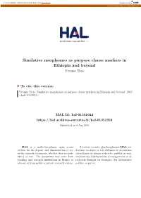 Similative Morphemes As Purpose Clause Markers in Ethiopia and Beyond Yvonne Treis