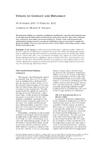 Update on Conflict and Diplomacy