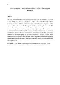 Constructing China's Identity in Zambian Politics