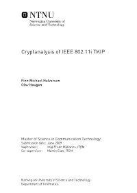 Cryptanalysis of IEEE 802.11I TKIP