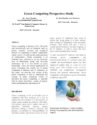 Green Computing Perspective Study