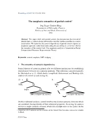 The Anaphoric Semantics of Partial Control ∗