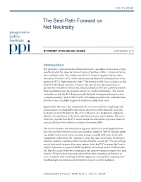 The Best Path Forward on Net Neutrality