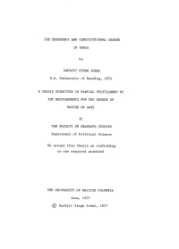 The. Emergency and Constitutional Change In