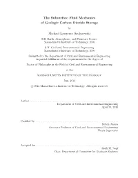 The Subsurface Fluid Mechanics of Geologic Carbon Dioxide Storage by Michael Lawrence Szulczewski S.B
