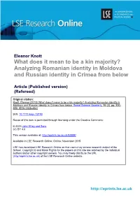 What Does It Mean to Be a Kin Majority? Analyzing Romanian Identity in Moldova and Russian Identity in Crimea from Below