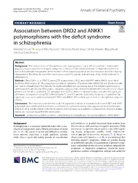 Association Between DRD2 and ANKK1 Polymorphisms with The