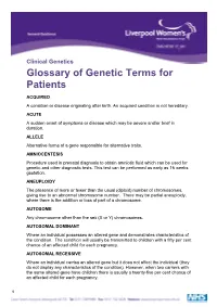 Glossary of Genetic Terms for Patients