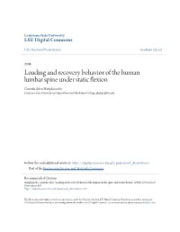 Loading and Recovery Behavior of the Human Lumbar Spine Under Static Flexion