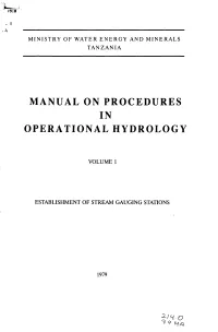 Manual on Procedures in Operational Hydrology