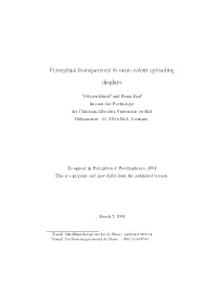 Perceptual Transparency in Neon Colour Spreading Displays