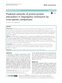 Predicted Networks of Protein-Protein Interactions in Stegodyphus Mimosarum by Cross-Species Comparisons Xiu Wang1,2 and Yongfeng Jin2*
