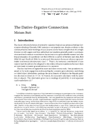 The Dative-Ergative Connection Miriam Butt