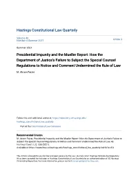 Presidential Impunity and the Mueller Report