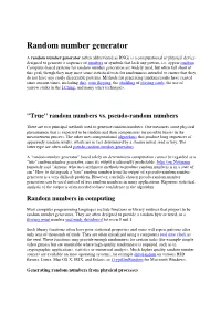 Random Number Generator