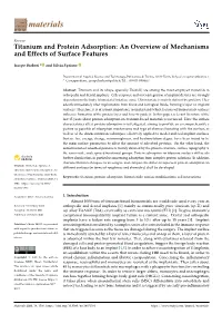 Titanium and Protein Adsorption: an Overview of Mechanisms and Effects of Surface Features
