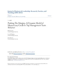 A Dynamic Model of Idiosyncrasy Credit in Top Management Team Behavior Bill Provaznik Central Washington University