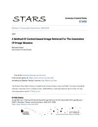 A Method of Content-Based Image Retrieval for the Generation of Image Mosaics