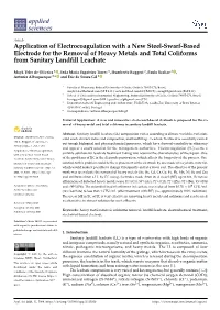 Application of Electrocoagulation with a New Steel-Swarf-Based Electrode for the Removal of Heavy Metals and Total Coliforms from Sanitary Landfill Leachate