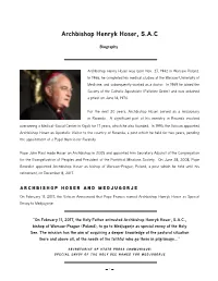 Archbishop Henryk Hoser, S.A.C