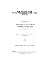 The Middle East: Would the Helsinki Process Apply?