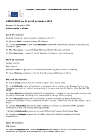 CALENDRIER Du 24 Au 30 Novembre 2014