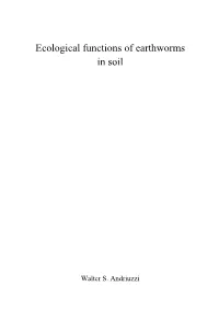 Ecological Functions of Earthworms in Soil