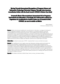 Moving Towards International Recognition of Computer Science