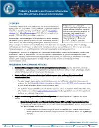 Protecting Sensitive and Personal Information from Ransomware-Caused Data Breaches