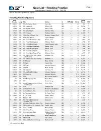 Quiz List—Reading Practice Page 1 Printed Friday, February 27, 2015 1:19:06 PM School: Saint Joseph School -Upland