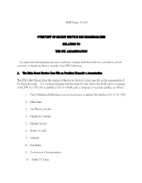 RGH Notes, 9/11/97 OVERVIEW of SECRET SERVICE RECORDS