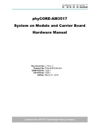 System on Module and Carrier Board Hardware Manual Phycore-AM3517