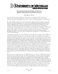 Training in Intergroup Dialogue Facilitation: Skills for Multicultural Social Work Practice