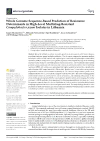 Whole Genome Sequence-Based Prediction of Resistance Determinants in High-Level Multidrug-Resistant Campylobacter Jejuni Isolates in Lithuania