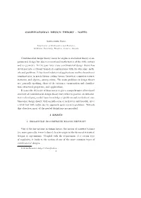 Combinatorial Design Theory - Notes
