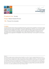Natural Hazards Review Request for Proposals Context