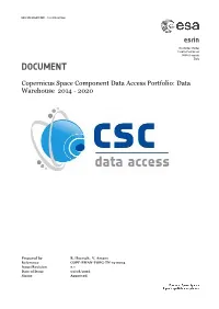 Copernicus Space Component Data Access Portfolio: Data Warehouse 2014 - 2020