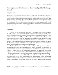 From Imperator to Holy Crusader: a Historiography of the Charlemagne Legend