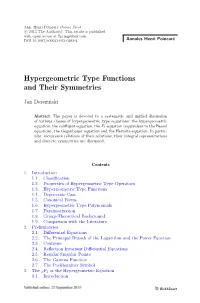 Hypergeometric Type Functions and Their Symmetries
