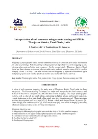 Interpretation of Soil Resources Using Remote Sensing and GIS in Thanjavur District, Tamil Nadu, India