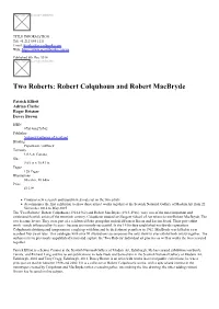 Robert Colquhoun and Robert Macbryde Datasheet