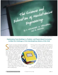 The Science and Education of Mechatronics Engineering
