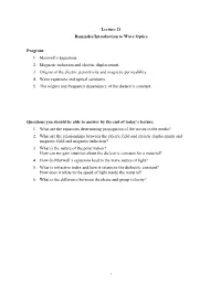 "Wave Optics" Lecture 21 (PDF)